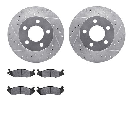 DYNAMIC FRICTION CO 7402-42017, Rotors-Drilled and Slotted-Silver with Ultimate Duty Performance Brake Pads, Zinc Coated 7402-42017
